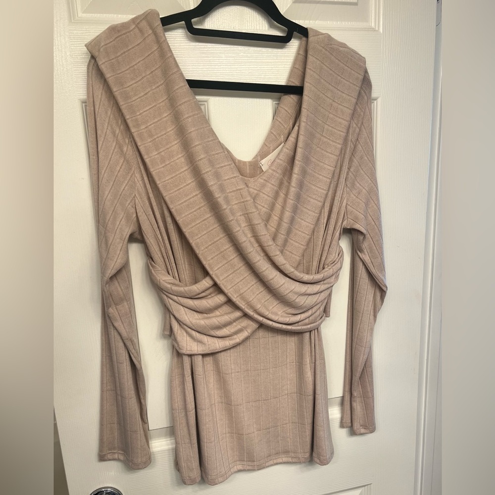 Tan Crisscross Sweater NWOT
